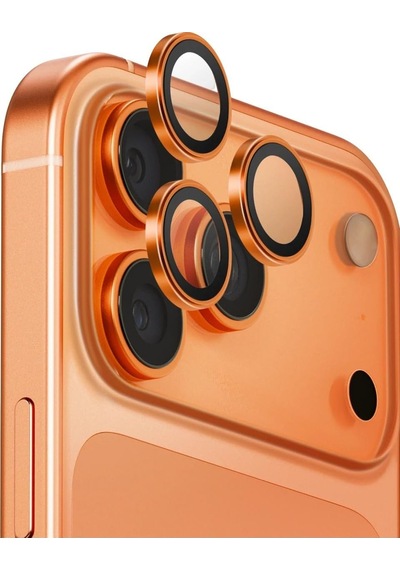 Apple Kolay Kurulum Safir Parmak İzi Bırakmayan Anti-reflective Kamera Lens Koruyucu Turuncu, İphone 17 Pro Max/iphone 17 Pro