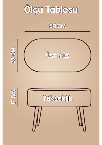 Yıkanabilir Puf Tabure Kılıfı Tak-Çıkar-Değiştir-Yenile Orta Sehpa Kılıfı 59x37x17 Meek Bej