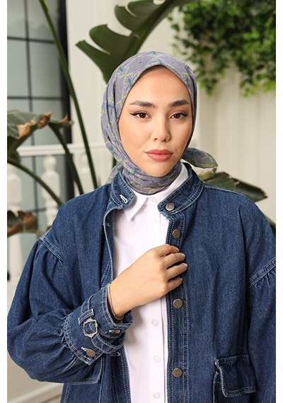 Silk Home Pusula Desen Soft Pamuk Eşarp Lila