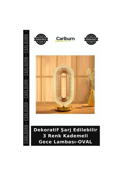 Dekoratif Şarj Edilebilir 3 Renk Kademeli Gece Lambası-oval Oturma Odası Okuma Işığı