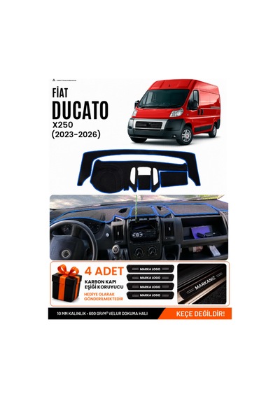 Fıat Ducato 2006-2014 X250 Uyumlu Torpido Örtüsü, Torpido Kılıfı - Siyah Mavi