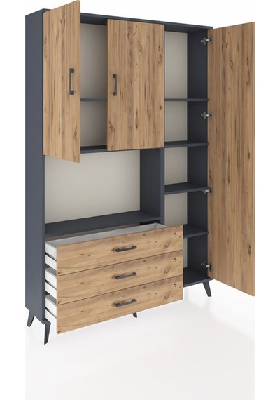 Arges Dolap 7 Raflı 3 Çekmeceli 3 Kapaklı 132x30x195 Antrasit-çam/çam Atlas Çam/atlas Çam Arges Dolap 7 Raflı 3 Çekmeceli 3 Kapaklı 132x30x195 Antrasit-çam/çam Atlas Çam/atlas Çam