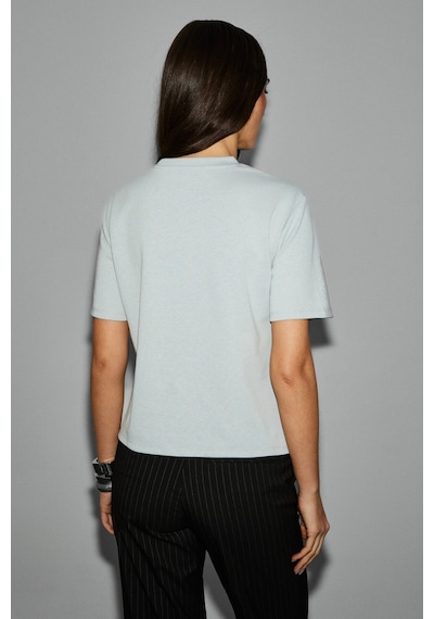 Grımelange Colena Kadın Organik Pamuklu Bisiklet Yaka Oversize Fit Kısa Kollu Gri T-shirt Gri