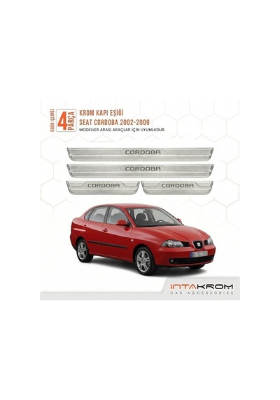 Seat Cordoba 2002-2009 Uyumlu Satine Krom Kapı Koruma Eşiği 4 Par