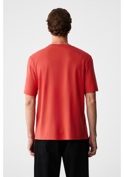 Grımelange Mocassın Erkek %100 Pamuk Baskılı Relaxed Fit Yuvarlak Yaka Kısa Kollu Kırmızı T-shirt KIrmızı