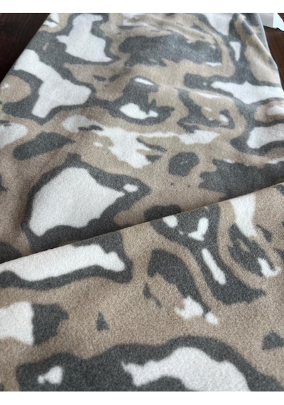 Mihra Kadın Desenli Yumuşak Polar Kışlık Pijama Eşofman Tek Alt Haki