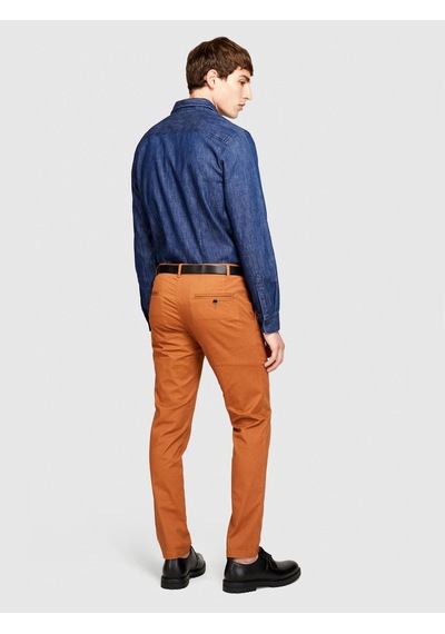Sisley Slim Fit Vintage Efekt Chino Pantolon Erkek Kahverengi T-shirt - 323a4dm6sf02y Kahve