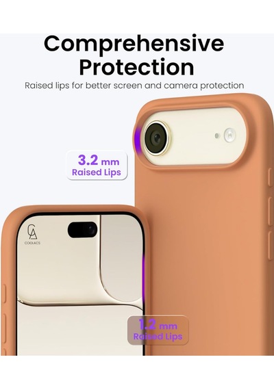 Apple Uyumlu iPhone 17 Air Içi Kadife Lansman Kılıf Ve 5d Tam Kaplayan Cam Ekran Koruyucu Turuncu