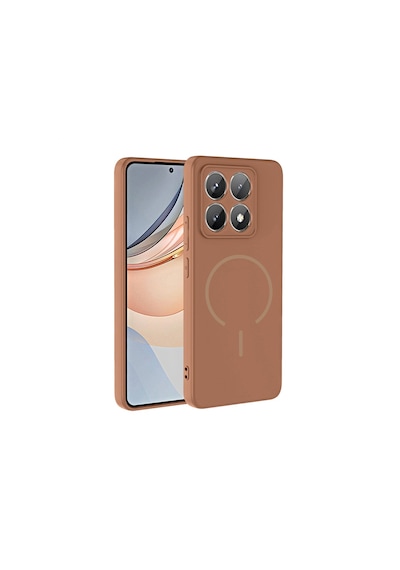 Xiaomi 14t Kılıf Magsafeli Premium Meta Silikon Kapak Kahve