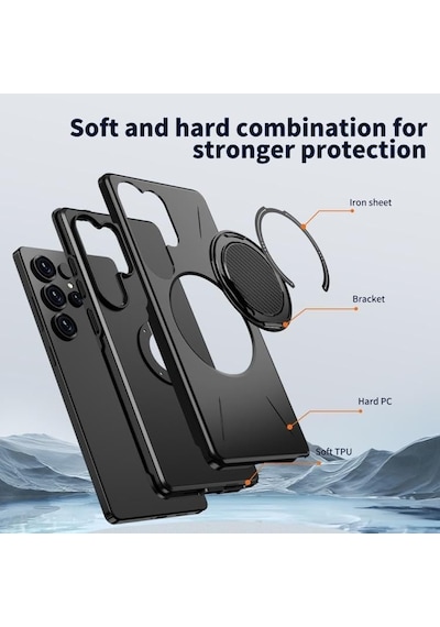 Mag-forge Samsung Galaxy S26 Ultra İçin Kılıf 360 Dönebilen Standlı Magsafe İle Uyumlu S26 Ultra Koruyucu Güçlü Manyetikli Pc+tpu Darbelere Dayanıklı Samsung S26 Ultra Kılıf Siyah