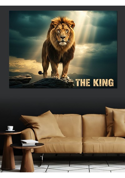 Aslan "the King" Yazısı Dekoratif Kanvas - Mdf Ahşap Tablo