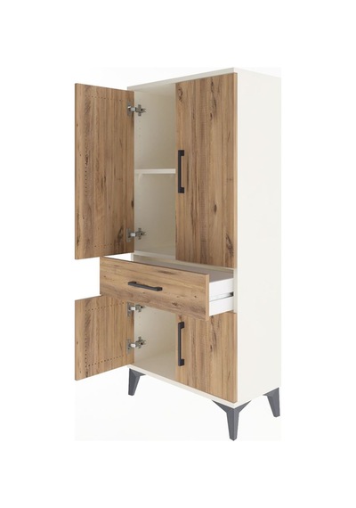 Arges Dolap 2 Raflı Tek Çekmeceli 4 Kapaklı 60x30x134 Aytaşı-çam Aytaşı