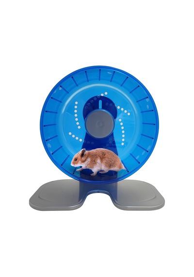 Hamster Egzersiz Tekerleği, Sessiz Spinner Hamster Koşu Tekerlekleri, Çap 21 Cm, Mavi