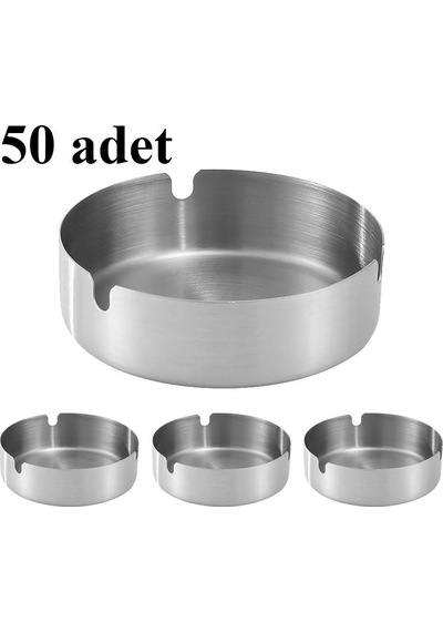 Falconetti CİN545-50 Çelik Yuvarlak Kül Tablası Küllük 50 Adet 10 Cm Gri