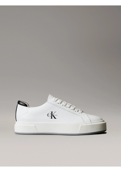 Calvin Klein Basket Cupsole Bağcıklı Deri Çok Renkli Kadın Beyaz Sneaker Yw0yw01945-01w Beyaz
