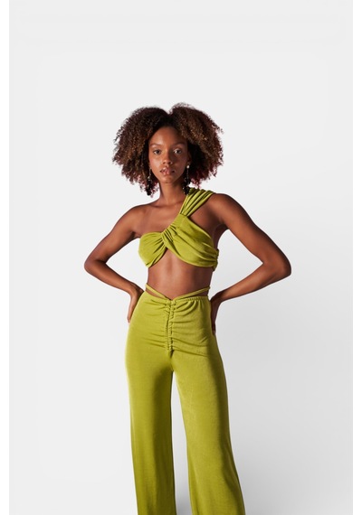 Holly Lolly Omuz Detaylı Beatrice Crop Yeşil YEŞİL