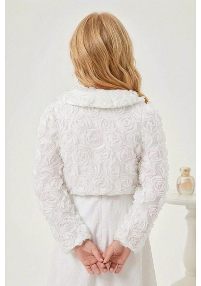 Mnk Baby & Kids Luvia Lase Detay Kız Çocuk Bolero M00812 Beyaz