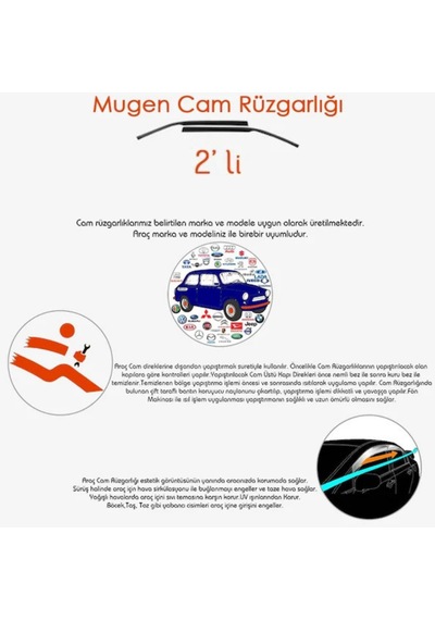 Ford Transit Connect 2002 2003 2004 2005 2006 2007 2008 2009 2010 2011 2012 2013 2014 İle Uyumlu Sport Style Cam Rüzgarlığı 2 Parça Sunplex 2 Adet
