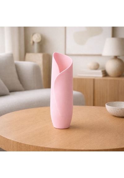 Modern Sarmal Tasarım 3d Baskı Dekoratif Vazo Pembe