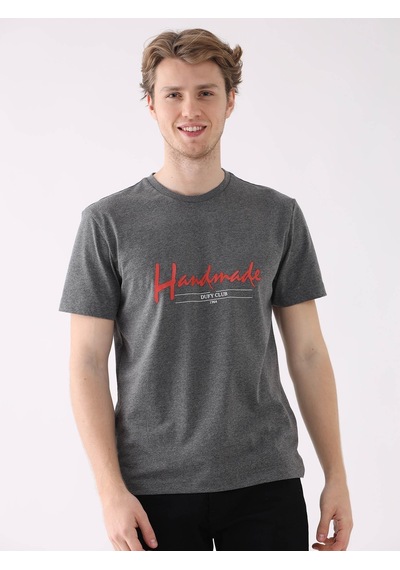 Dufy Antrasit Melanj Erkek Regular Fit O Yaka Tshirt - 94377 Antrasit Melanj