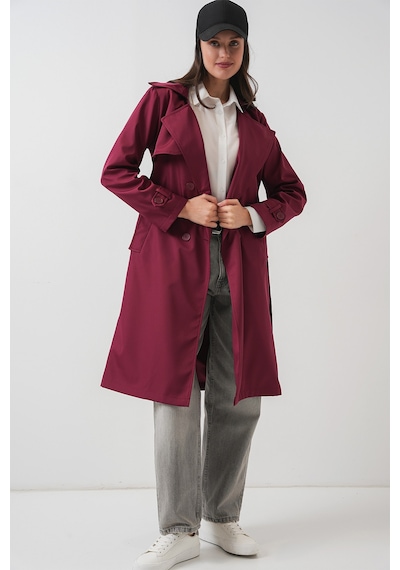 Bigdart 5918 Kruvaze Yaka Trençkot - Bordo
