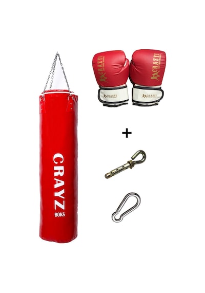 100x30 Boks Kum Torbası + Eldiven + Askı Aparatı Kırmızı - Mavi