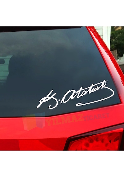 Kemal Atatürk Imza Oto Sticker Araba Etiket Araç Yapıştırma 2 Ad