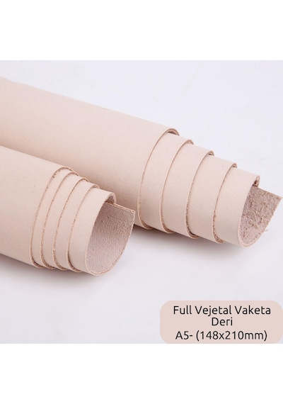 Full Vejetal Vaketa Parça Deri, A5- 14,8x21 Cm Deri Hobi İçin Desene Ve Boyamaya Uygun Hakiki Deri 001