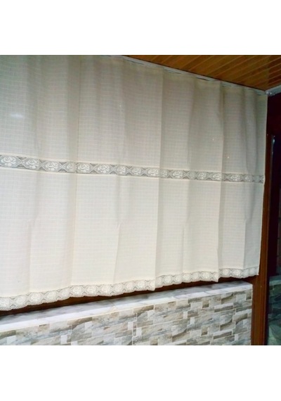 Buldan Perde Çift Dantelli Naturel (140X300)