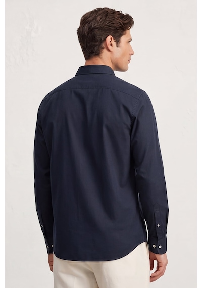 Sabri Özel Erkek Lacivert Normal Kesim Regular Fit %100 Pamuk Gabardin Uzun Kollu Klasik Yaka Gömlek