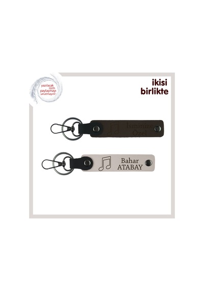 Müzik Sevgisini Kalıcılaştıran Tasarım, Kişiye Özel Anahtarlık Takımı, Koyu Kahve-pudra