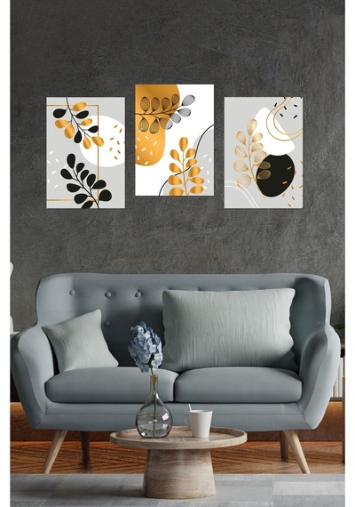 Notpa 3' Lü Tablo Set Altın Çiçekler 30 X 40 8692016028172