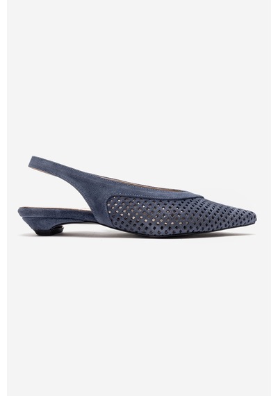 Luvishoes Lıeve Kot Mavi Süet Hakiki Deri Kadın Alçak Topuklu Ayakkabı Mavi