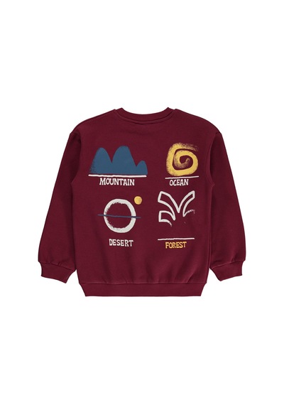 Silversun Kids Silversun Ocean Baskılı 8-13 Yaş Sweatshirt - Bordo