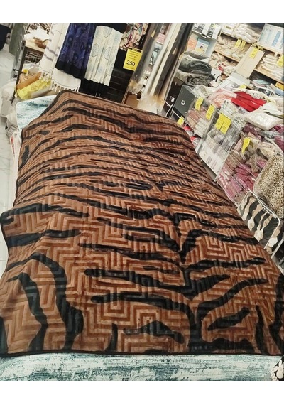 Aksu Safari Çiftkişilik Battaniye 200x240 Leopar Koyukahve Siyah Siyah