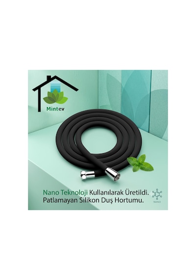 Silikon Patlamaz Yırtılmaz Ezilmez Nano Duş Hortumu 150 Cm Banyo Duş Hortumu Siyah