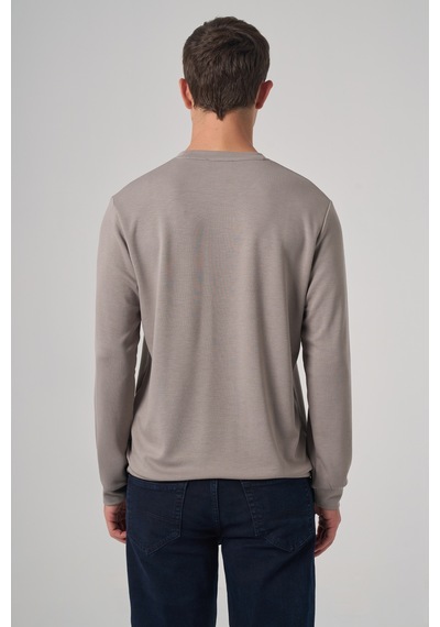 Morven Erkek Taş Trend Baskılı Bisiklet Yaka Sweat-shirt 26ks063014870 Taş