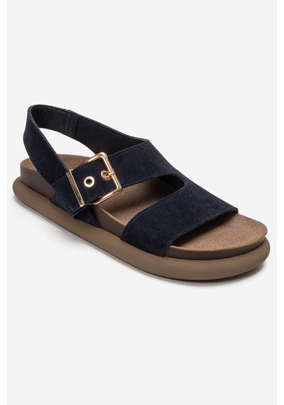 Luvishoes Jalven Lacivert Süet Hakiki Deri Kadın Sandalet