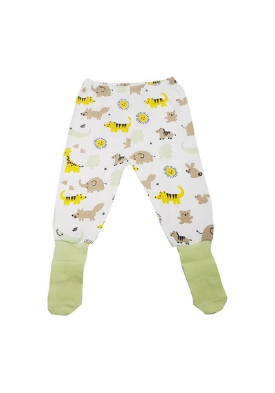 Feyzamavm Unisex Organik Kız-Erkek Bebek Çocuk Yeşil Kendinden Çoraplı Tek