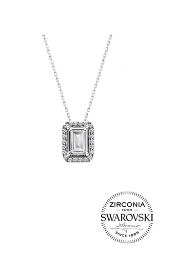Gümüş Swarovski Baget Taşlı Pırlanta Modeli Kolye (527990481)