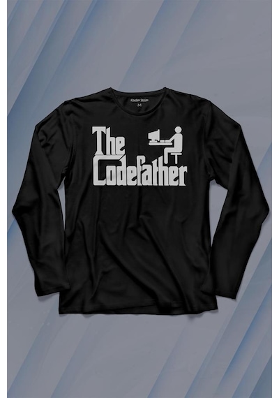 The Codefather Godfather Bilgisayar Code Korsan Hacker Yazılımcı Uzun Kollu Tişört Baskılı T-shirt 001