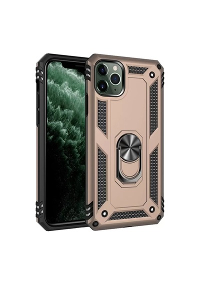 Newface Apple İphone 11 Pro Max Kılıf Sofya Yüzüklü Silikon Kapak - Gold Altın