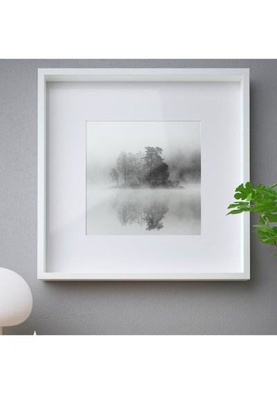 Sannahed 50x50 Cm Beyaz Çiçek Eşya Konabilen Derin Kutu Çerçeve Ahşap Fotoğraf Resim Çerçevesi