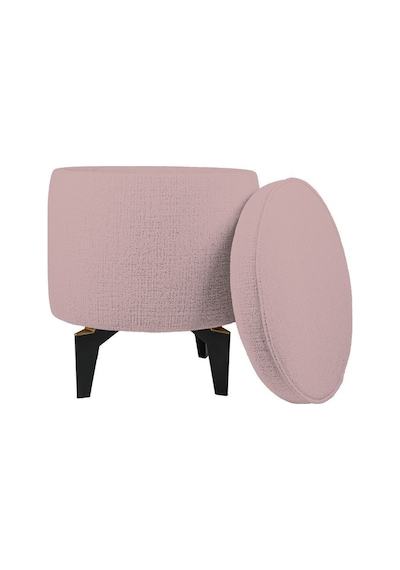 Gazzini Furniture Rio Retro Ayaklı Sandıklı Silindir Dekoratif Puf - Pembe