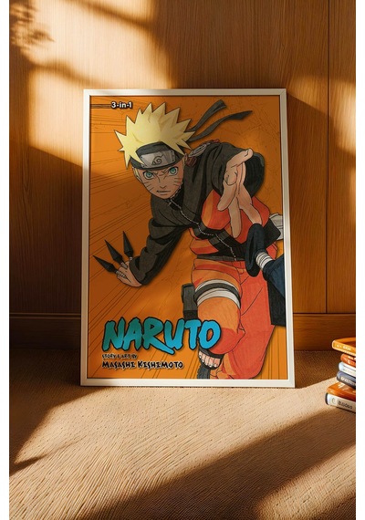Naruto Uzumaki Çerçeveli Tablo - Lüks Anime Sanat Posteri Masashi Kishimoto Tarzı Duvar Dekoru Beyaz