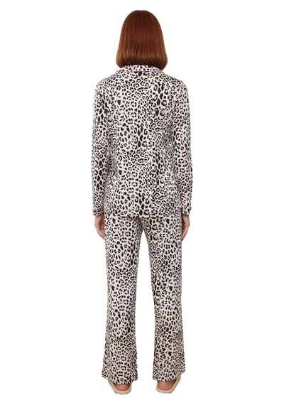 Ersefa Kadın Viskon Süprem Leopar Desenli Pijama Takımı Fonksiyonel Daya Çok renkli