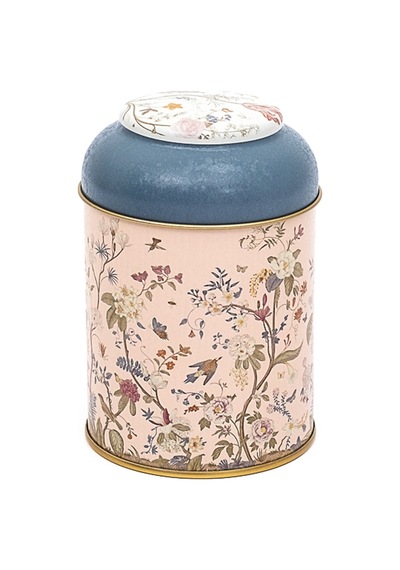 Botanica Pink Desenli Yuvarlak Metal Kutu, 9 X 11 Cm, 0.6 Lt