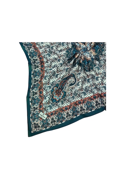 Mim Eşarp Prime Pamuk Etnik Desenli Eşarp 90x90 Cm Petrol Mavi
