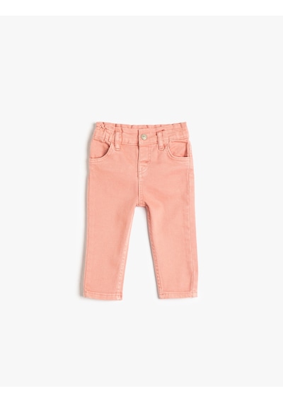 Koton Pantolon Cepli Pamuklu Beli Lastikli Pembe 4wmg40004ad Gül