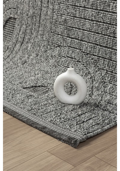 Mariesse Home Lara İskandinav Dokuma Bukleli Modern Salon Halısı Mutfak Halısı Koridor Halısı Yolluk 623-antrasıt